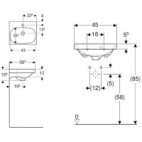 Раковина Geberit Acanto 500.636.01.2, 45 см, фарфор, белая