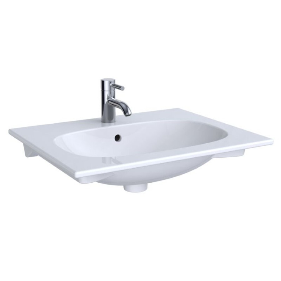 Раковина Geberit Acanto 500.640.01.2, 60 см, шамотная глина, белая