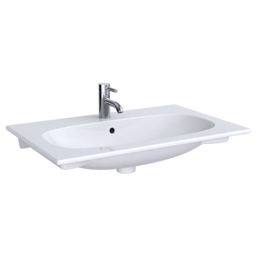 Раковина Geberit Acanto 500.641.01.2, 74.5 см, шамотная глина, белая