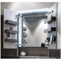 Зеркальный шкаф Geberit Acanto 500.644.00.2, 60 см, с LED подсветкой, с полкой, цвет дуб мистик