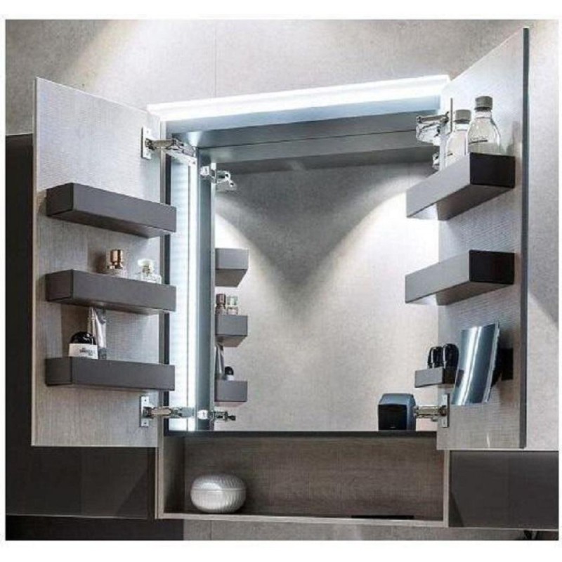 Зеркальный шкаф Geberit Acanto 500.644.00.2, 60 см, с LED подсветкой, с полкой, цвет дуб мистик