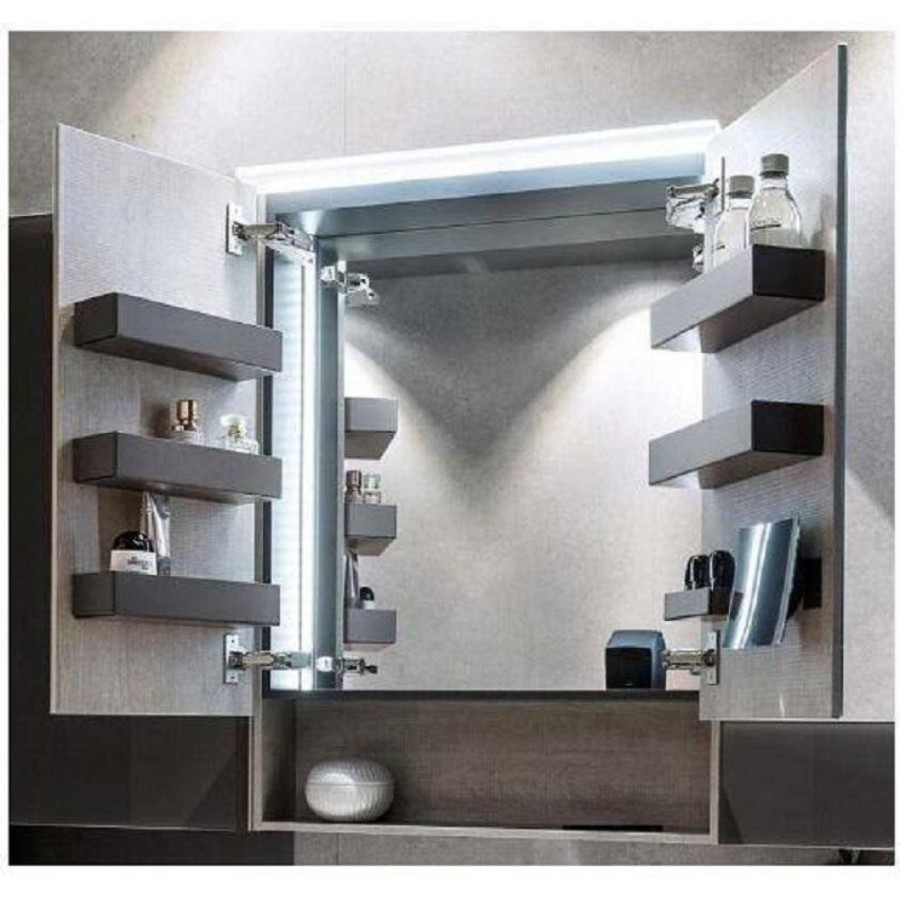 Зеркальный шкаф Geberit Acanto 500.644.00.2, 60 см, с LED подсветкой, с полкой, цвет дуб мистик
