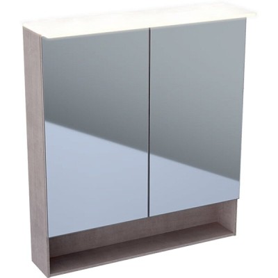 Зеркальный шкаф Geberit Acanto 500.645.00.2, 75 см, с LED подсветкой, с полкой, цвет дуб мистик