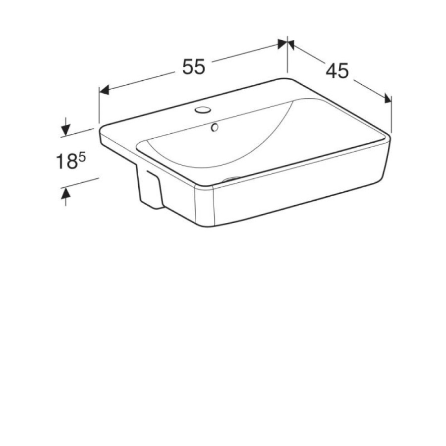 Раковина Geberit Variform 500.681.01.1, 55 см, фарфор, белая
