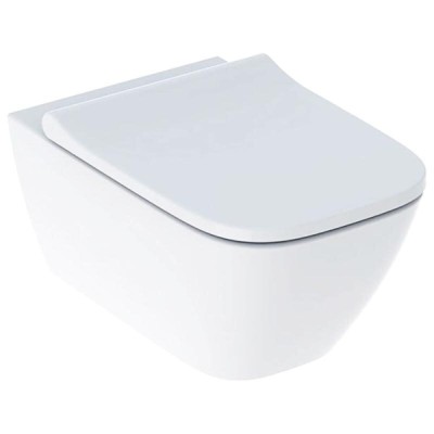 Подвесной безободковый унитаз Geberit Smyle 500.683.00.2 Square Rimfree, крышка микролифт (выставочный образец, отсутствует упаковка)