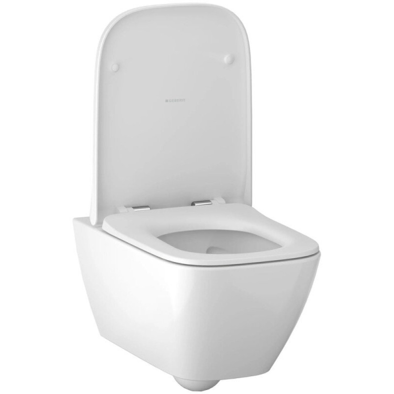 Подвесной безободковый унитаз Geberit Smyle 500.683.01.1 Square, крышка микролифт, белый
