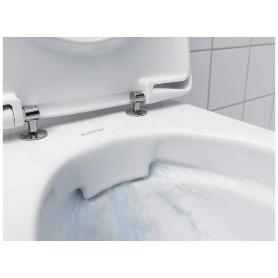 Подвесной безободковый унитаз Geberit Smyle 500.683.01.1 Square, крышка микролифт, белый