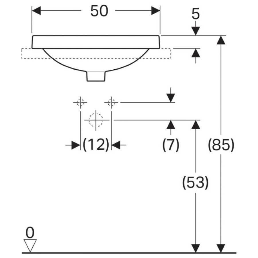 Раковина Geberit Variform 500.710.01.2, 50 см, фарфор, белая