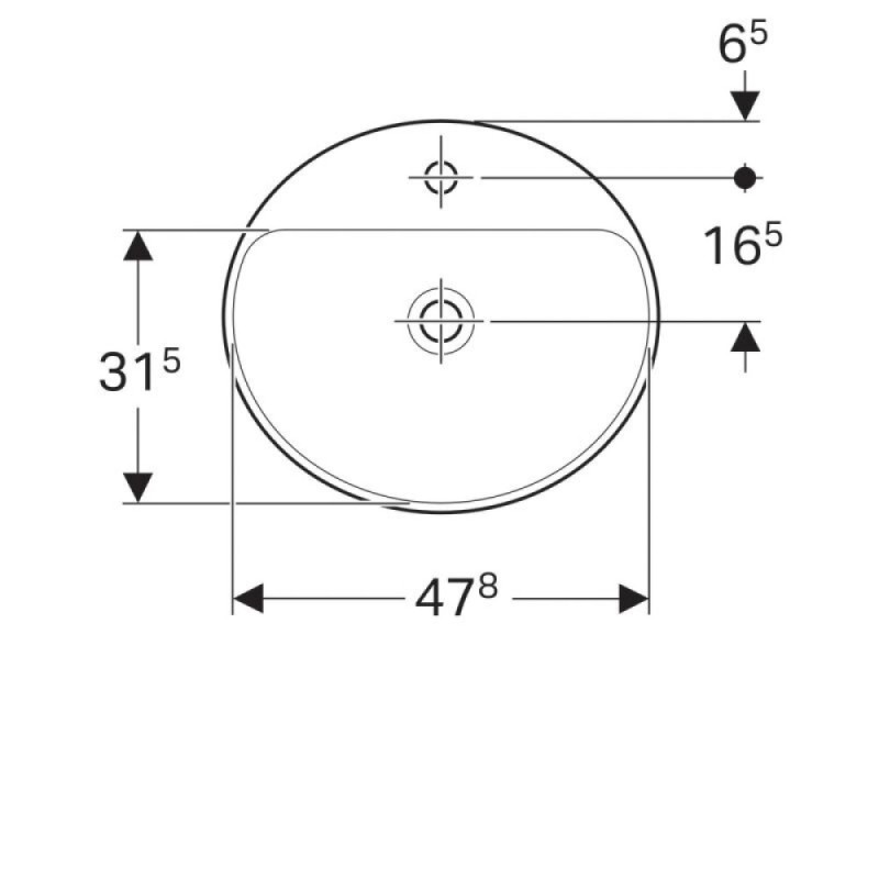 Раковина Geberit Variform 500.714.01.2, 50 см, фарфор, белая