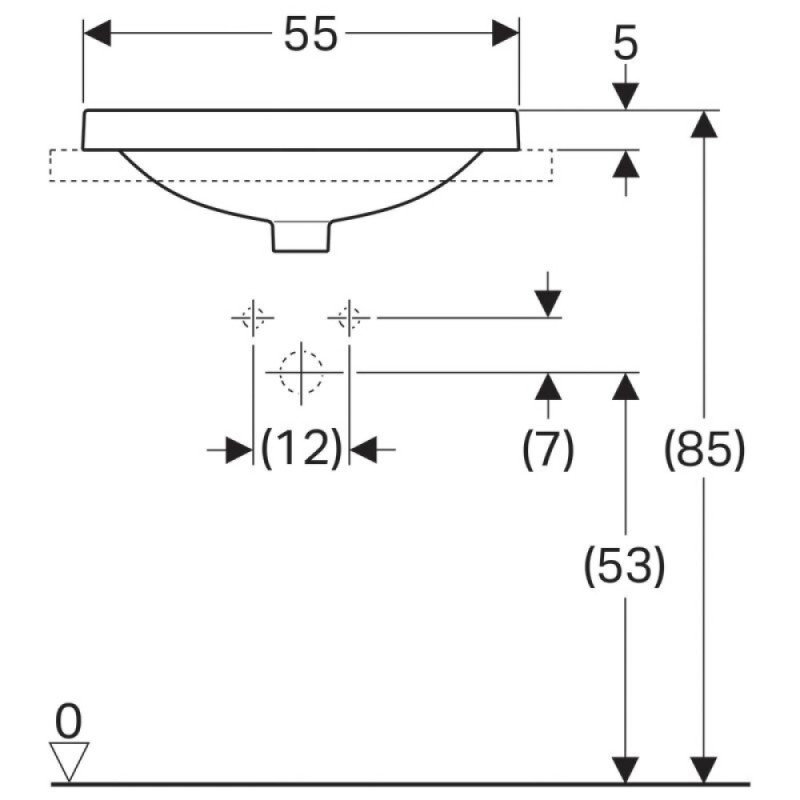 Раковина Geberit Variform 500.718.01.2, 55 см, фарфор, белая