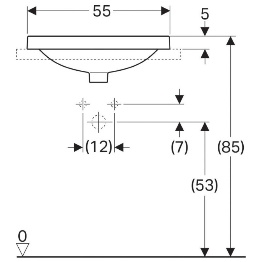 Раковина Geberit Variform 500.718.01.2, 55 см, фарфор, белая