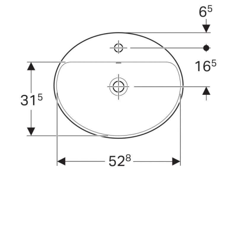 Раковина Geberit Variform 500.720.01.2 55 x 45 см овальная, с переливом, с отверстием под смеситель