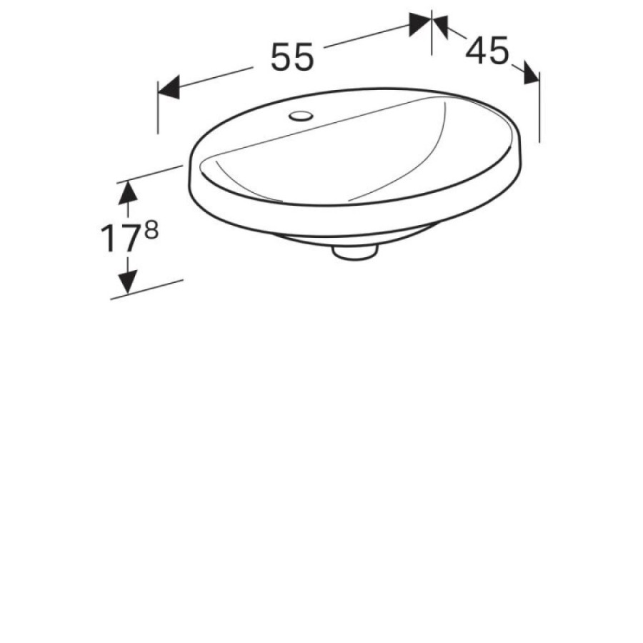 Раковина Geberit Variform 500.722.01.2, 55 см, фарфор, белая