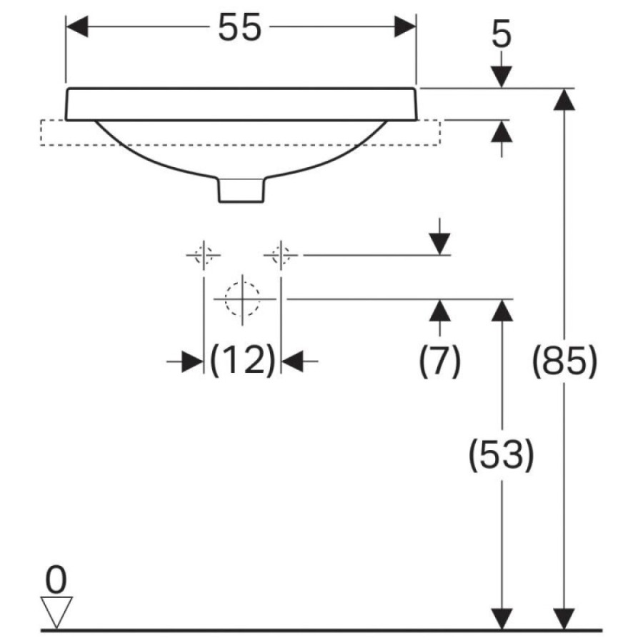 Раковина Geberit Variform 500.736.01.2, 55 см, фарфор, белая