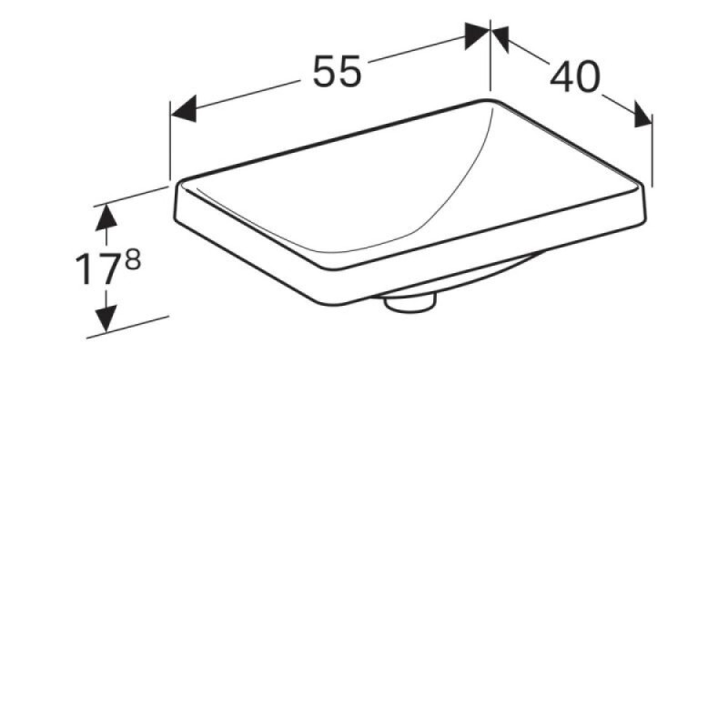Раковина Geberit Variform 500.738.01.2, 55 см, фарфор, белая
