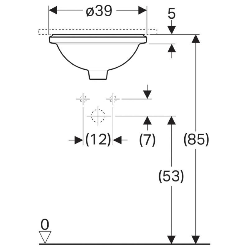Раковина Geberit VariForm 500.744.01.2, 39 см, фарфор, белая