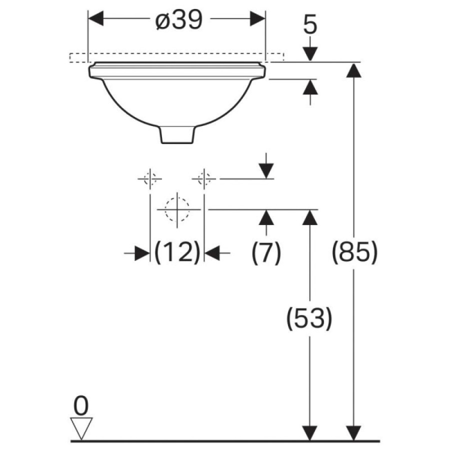 Раковина Geberit VariForm 500.744.01.2, 39 см, фарфор, белая