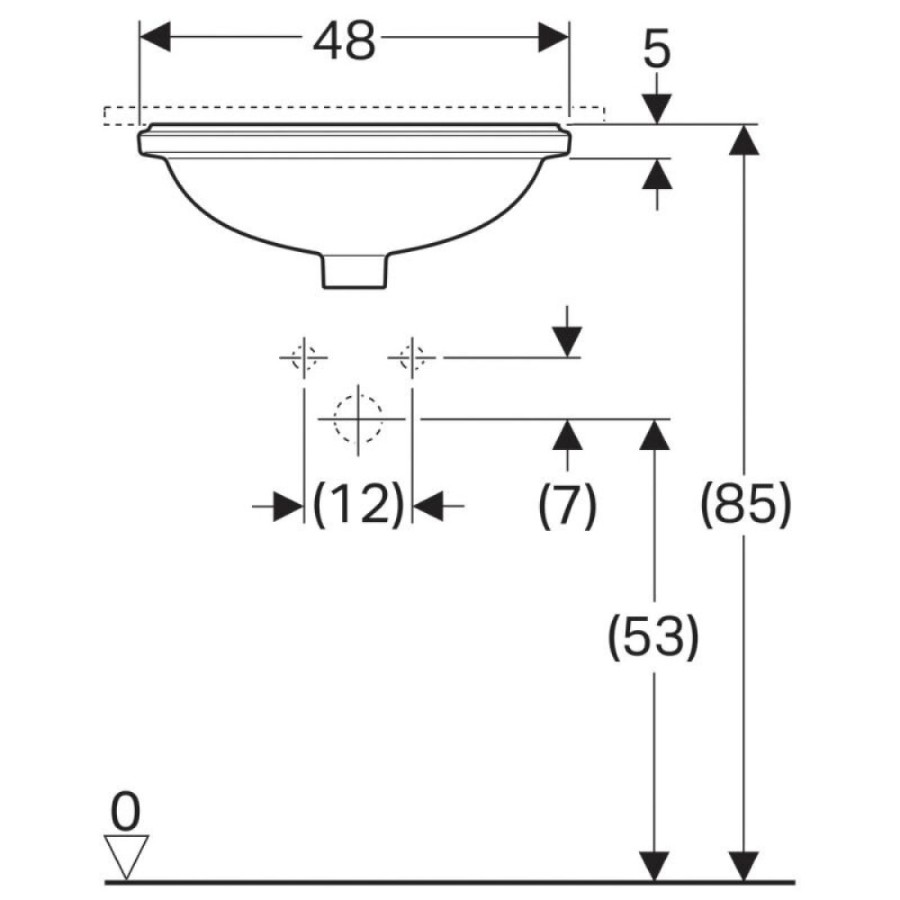 Раковина Geberit Variform 500.748.01.2, 48 см, фарфор, белая