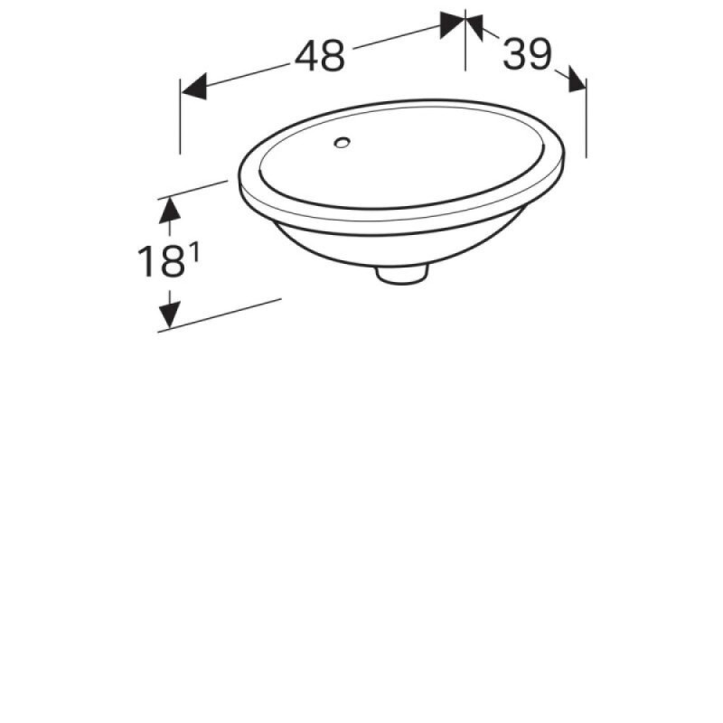 Раковина Geberit Variform 500.748.01.2, 48 см, фарфор, белая