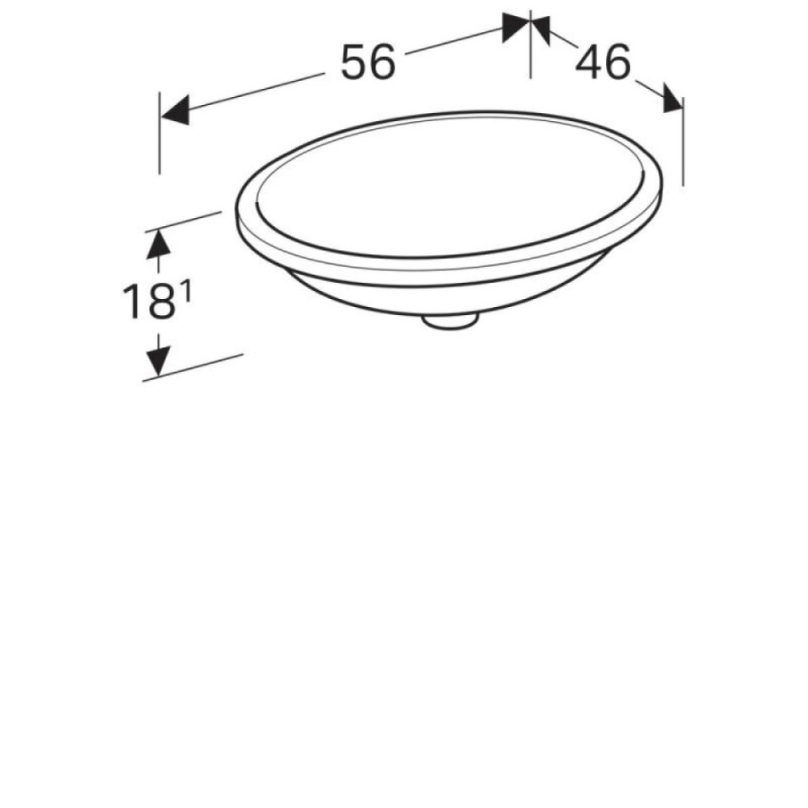 Раковина Geberit Variform 500.754.01.2, 56 см, фарфор, белая