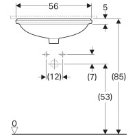 Раковина Geberit Variform 500.754.01.2, 56 см, фарфор, белая