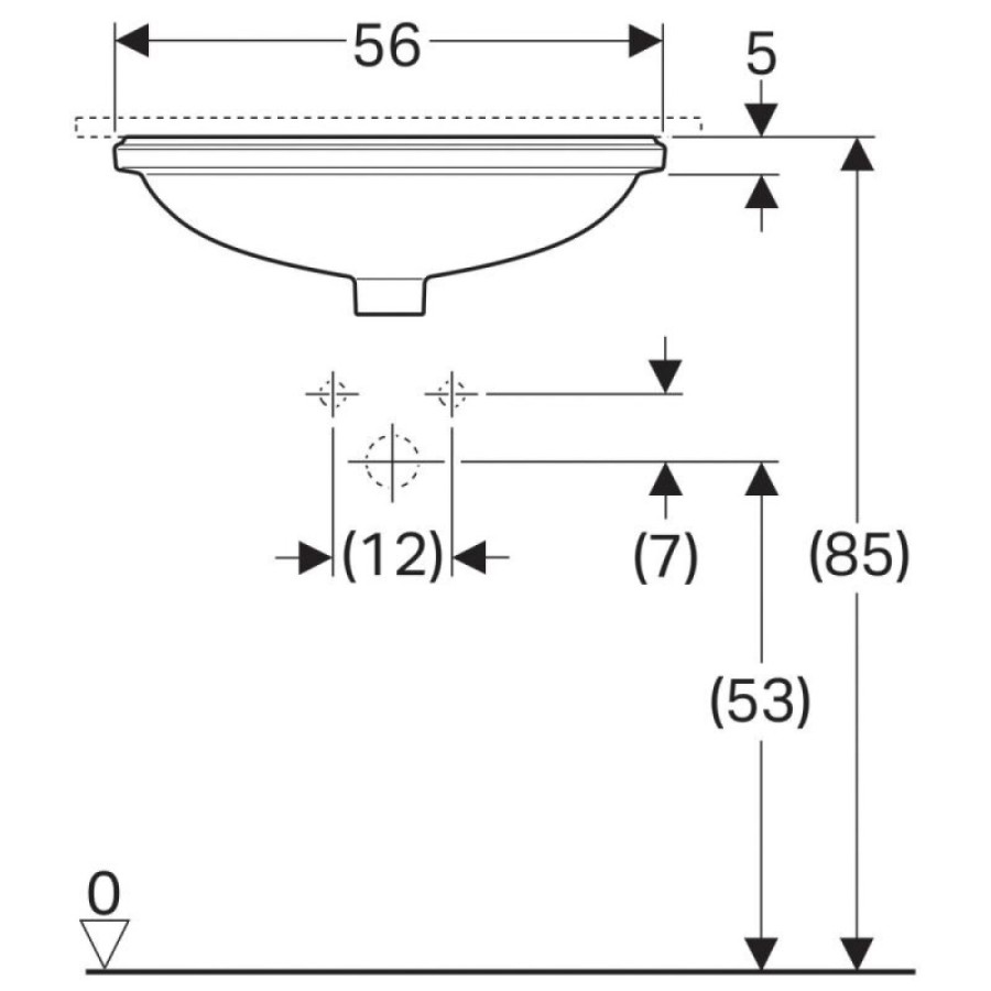 Раковина Geberit Variform 500.754.01.2, 56 см, фарфор, белая