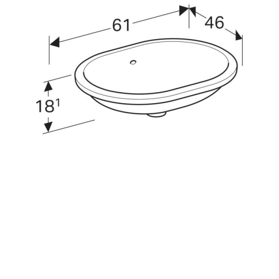 Раковина Geberit Variform 500.756.01.2, 61 см, фарфор, белая