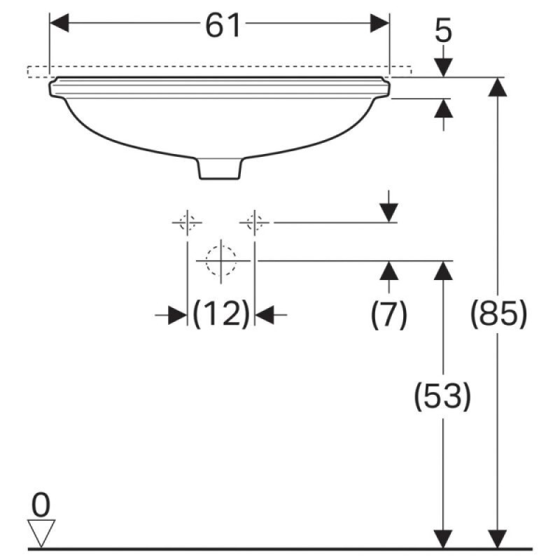 Раковина Geberit Variform 500.758.01.2, 61 см, фарфор, белая