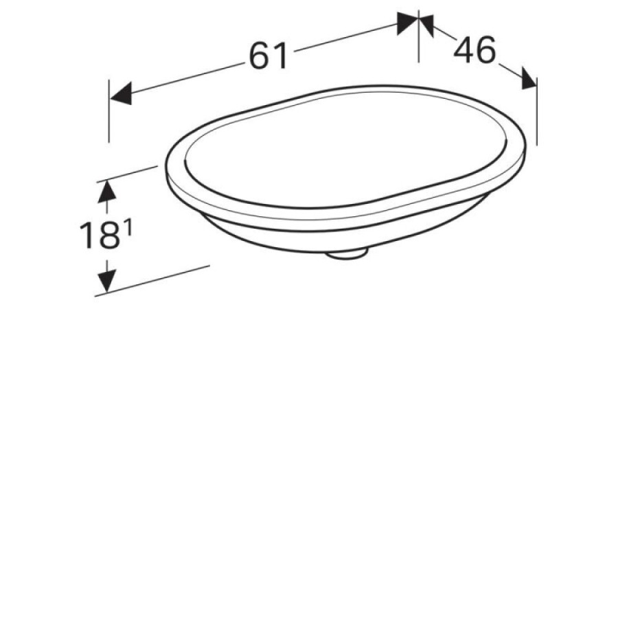 Раковина Geberit Variform 500.758.01.2, 61 см, фарфор, белая