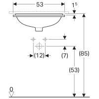 Раковина Geberit Variform 500.760.01.2, 53 см, фарфор, белая