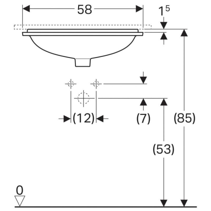 Раковина Geberit Variform 500.764.01.2, 58 см, фарфор, белая