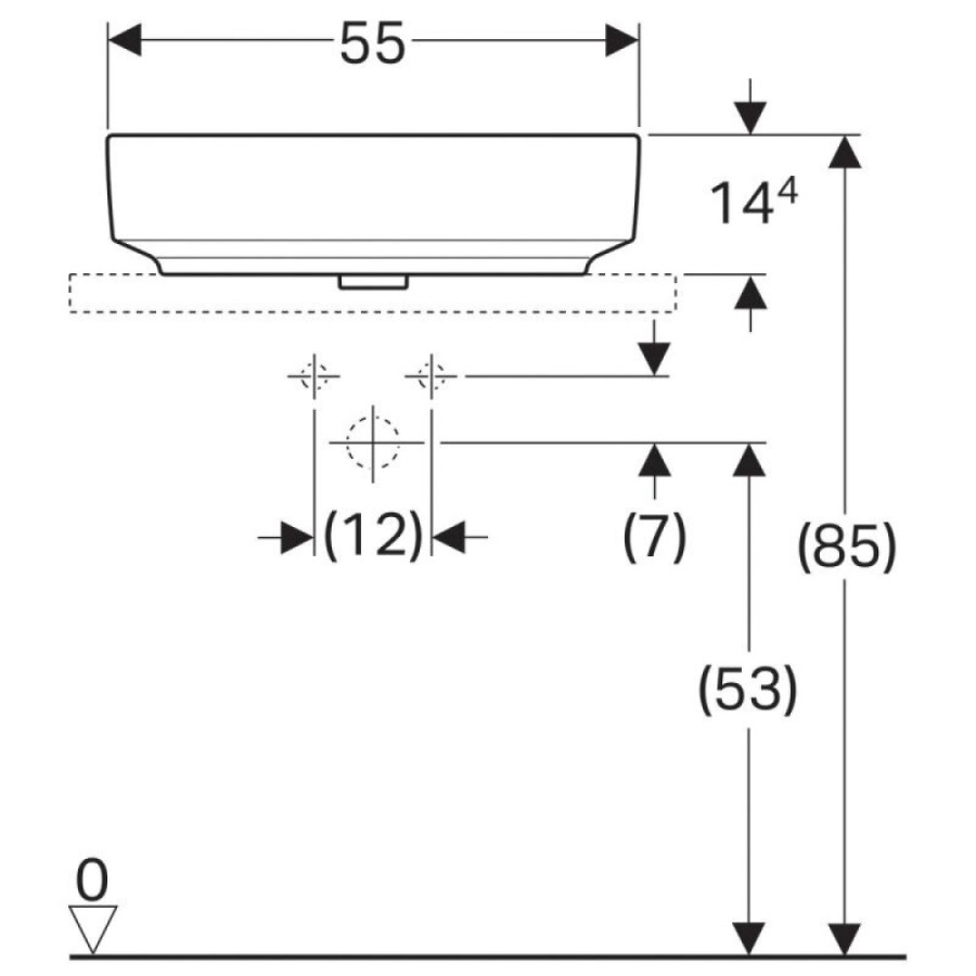 Раковина Geberit Variform 500.774.01.2 55 x 40 см овальная, накладная, без перелива