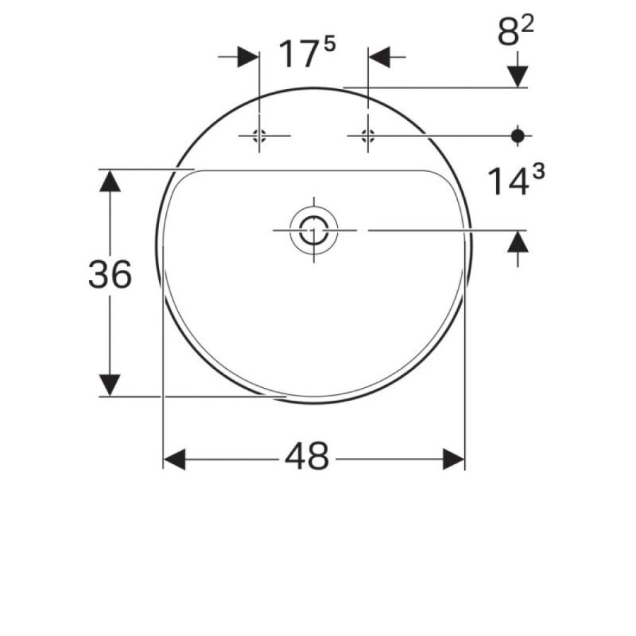 Раковина Geberit Variform 500.783.01.2, 50 см, фарфор, белая