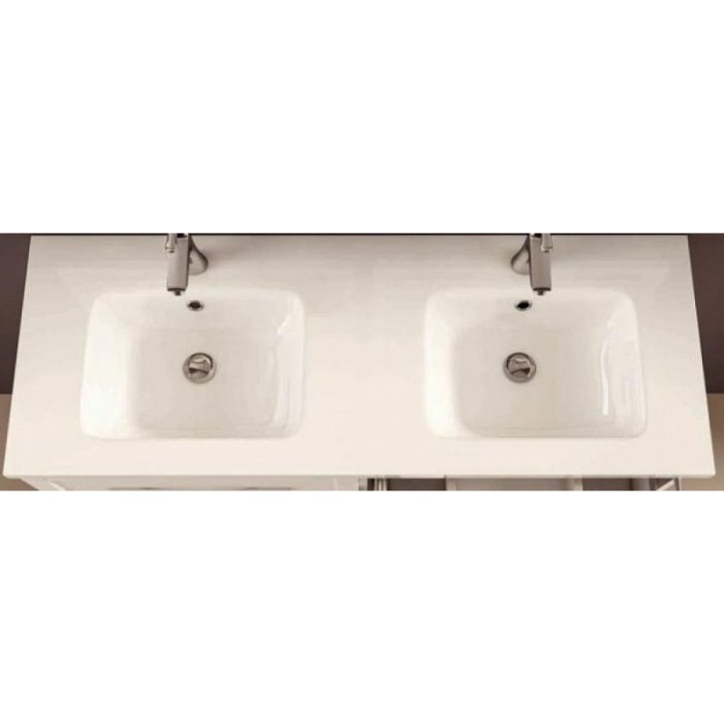 Раковина Cezares 50135, 120 см, керамика, 2 чаши, белый