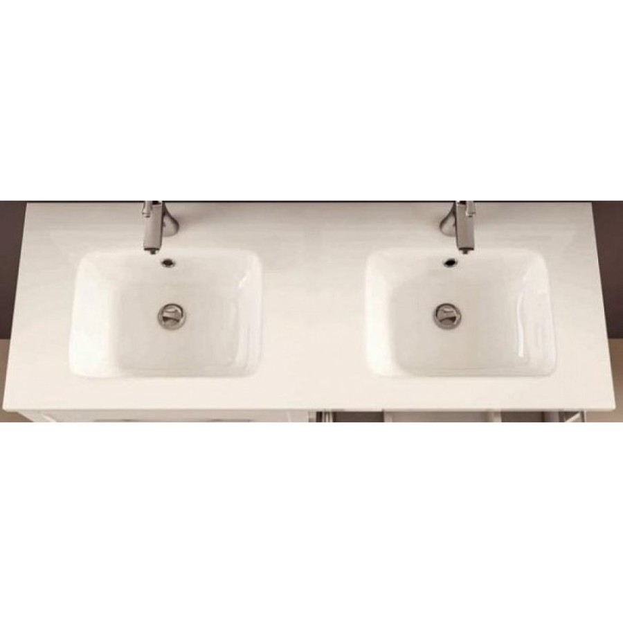 Раковина Cezares 50135, 120 см, керамика, 2 чаши, белый