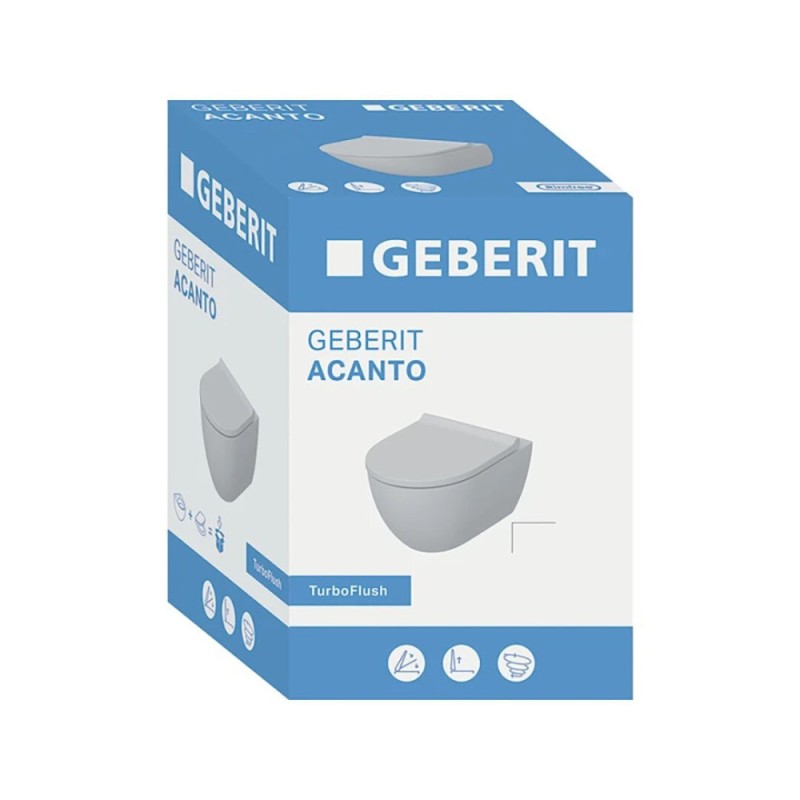 Подвесной унитаз Geberit Acanto 502.718.00.1, безободковый, сиденье микролифт, цвет белый