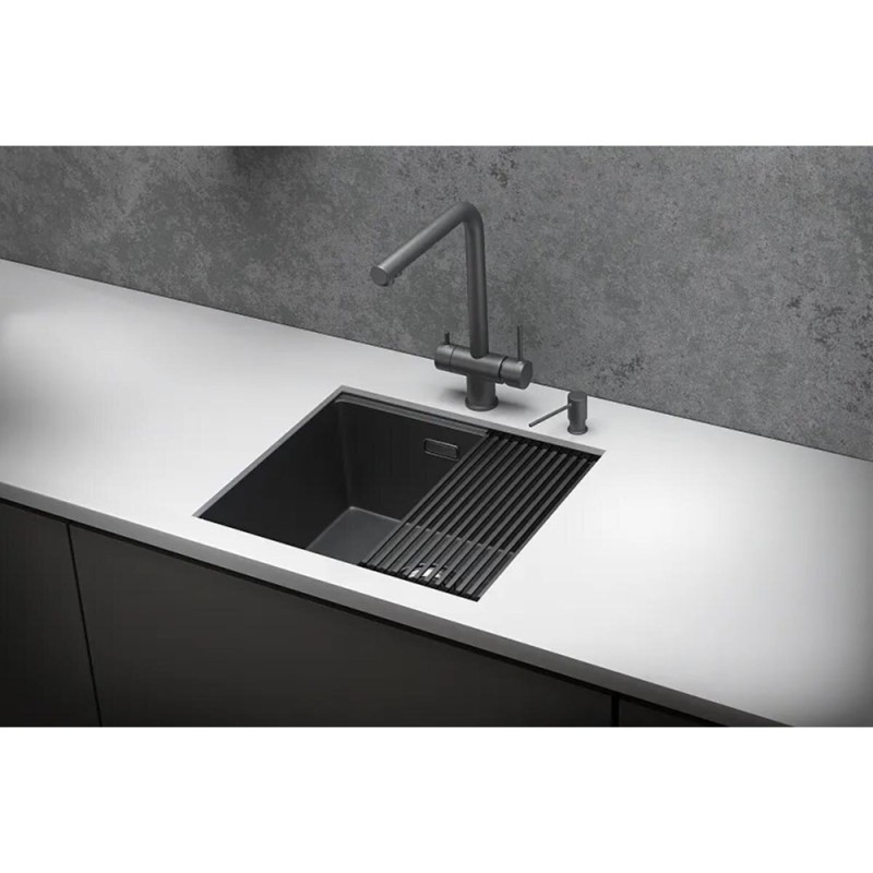 Кухонная мойка Granula Kitchen Space 50 см, нержавеющая сталь, PVD графит матовый, 5045U