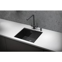 Кухонная мойка Granula Kitchen Space 50 см, нержавеющая сталь, PVD черный матовый, 5045U