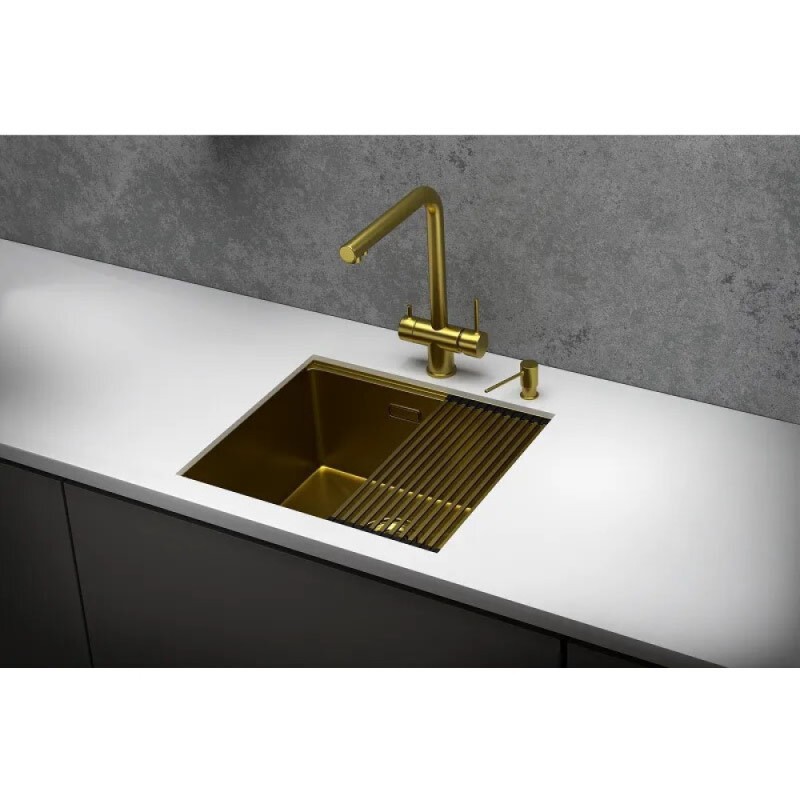 Кухонная мойка Granula Kitchen Space 50 см, нержавеющая сталь, PVD золото сатин, 5045U