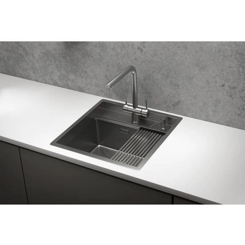 Кухонная мойка Granula Kitchen Space 50 см, нержавеющая сталь, PVD сталь сатин, 5051