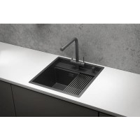 Кухонная мойка Granula Kitchen Space 50 см, нержавеющая сталь, PVD черный матовый, 5051