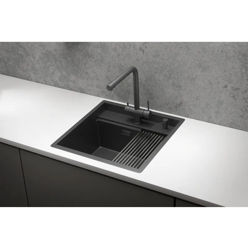 Кухонная мойка Granula Kitchen Space 50 см, нержавеющая сталь, PVD черный матовый, 5051