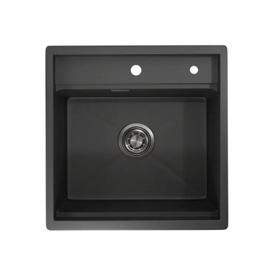 Кухонная мойка Granula Kitchen Space 50 см, нержавеющая сталь, PVD черный матовый, 5051