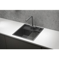Кухонная мойка Granula Kitchen Space 50 см, нержавеющая сталь, PVD графит матовый, 5051