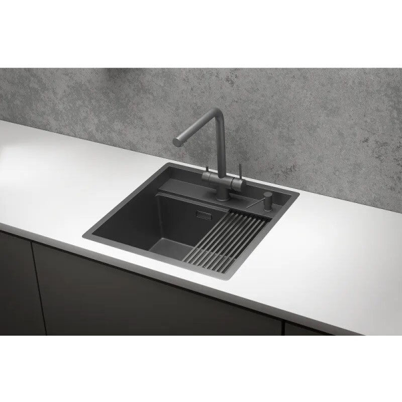 Кухонная мойка Granula Kitchen Space 50 см, нержавеющая сталь, PVD графит матовый, 5051