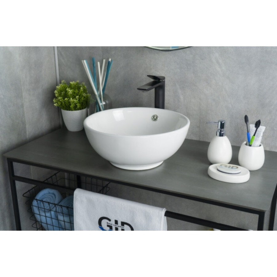 Раковина Gid Esfera N9002 51102, 38 см, фаянс, белая