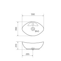 Раковина Gid Lago N9018 51107, 59 см, фаянс, белая