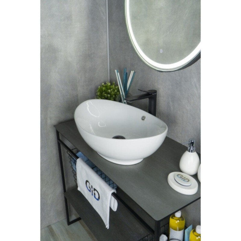 Раковина Gid Lago N9019 51108, 60 см, фаянс, белая