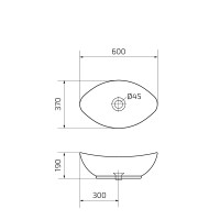 Раковина Gid Lago N9019 51108, 60 см, фаянс, белая
