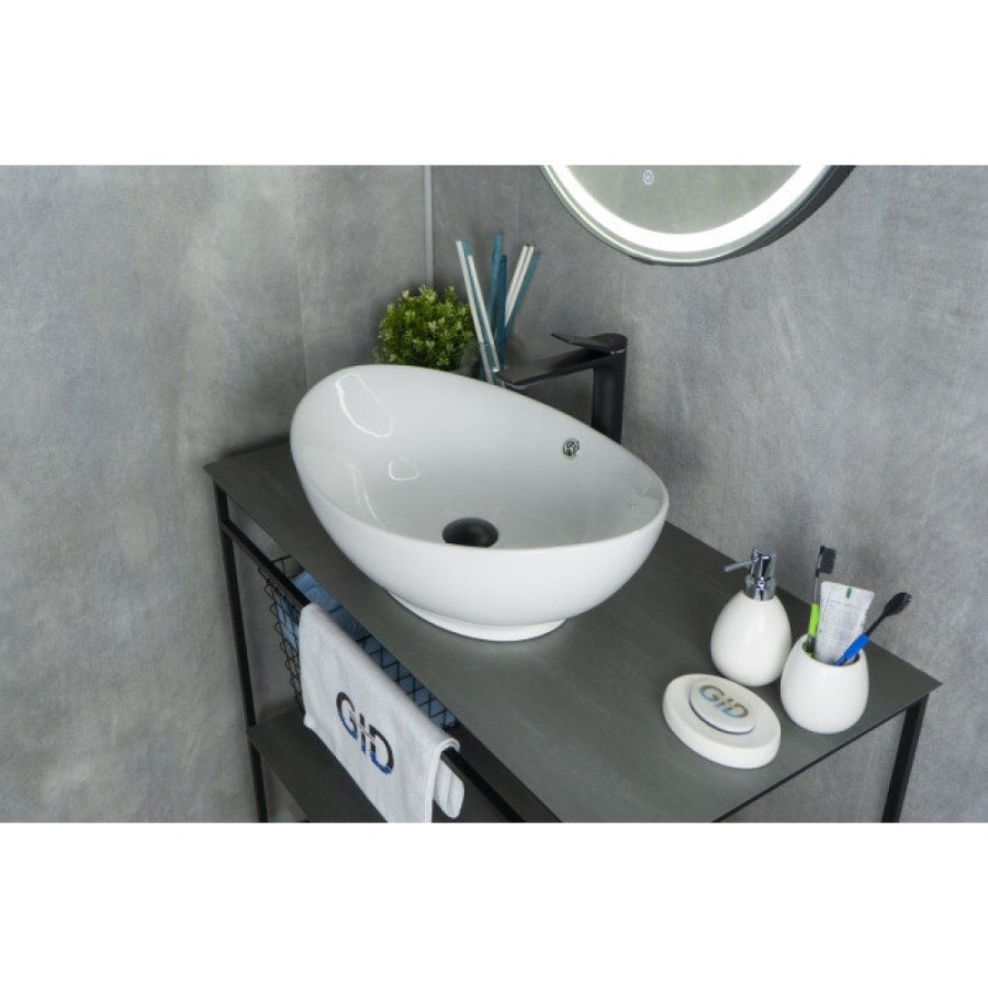 Раковина Gid Lago N9019 51108, 60 см, фаянс, белая